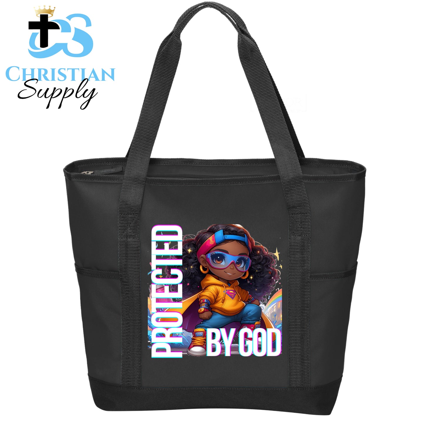 Kids Artist Christian Superhero Girl Tote Bag