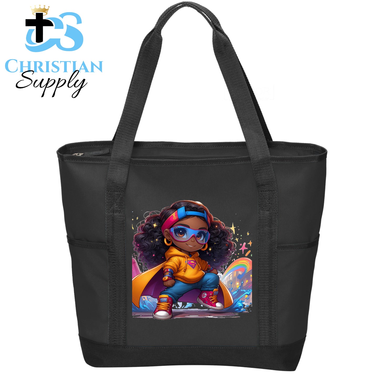 Kids Artist Christian Superhero Girl Tote Bag