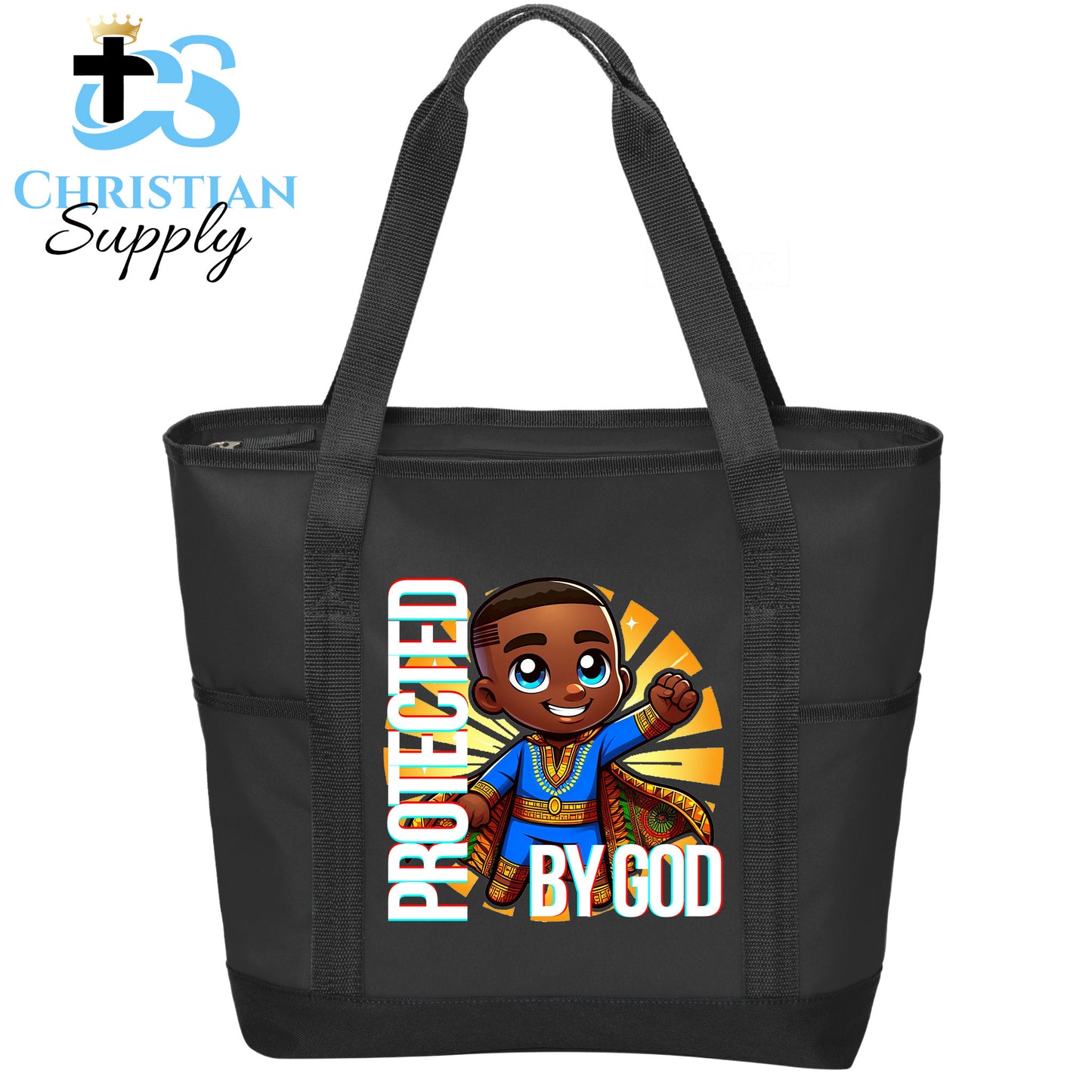 Kids Christian Super Boy Blue Outfit Tote Bag