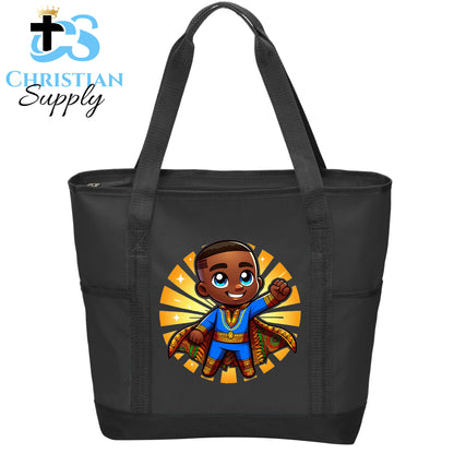 Kids Christian Super Boy Blue Outfit Tote Bag