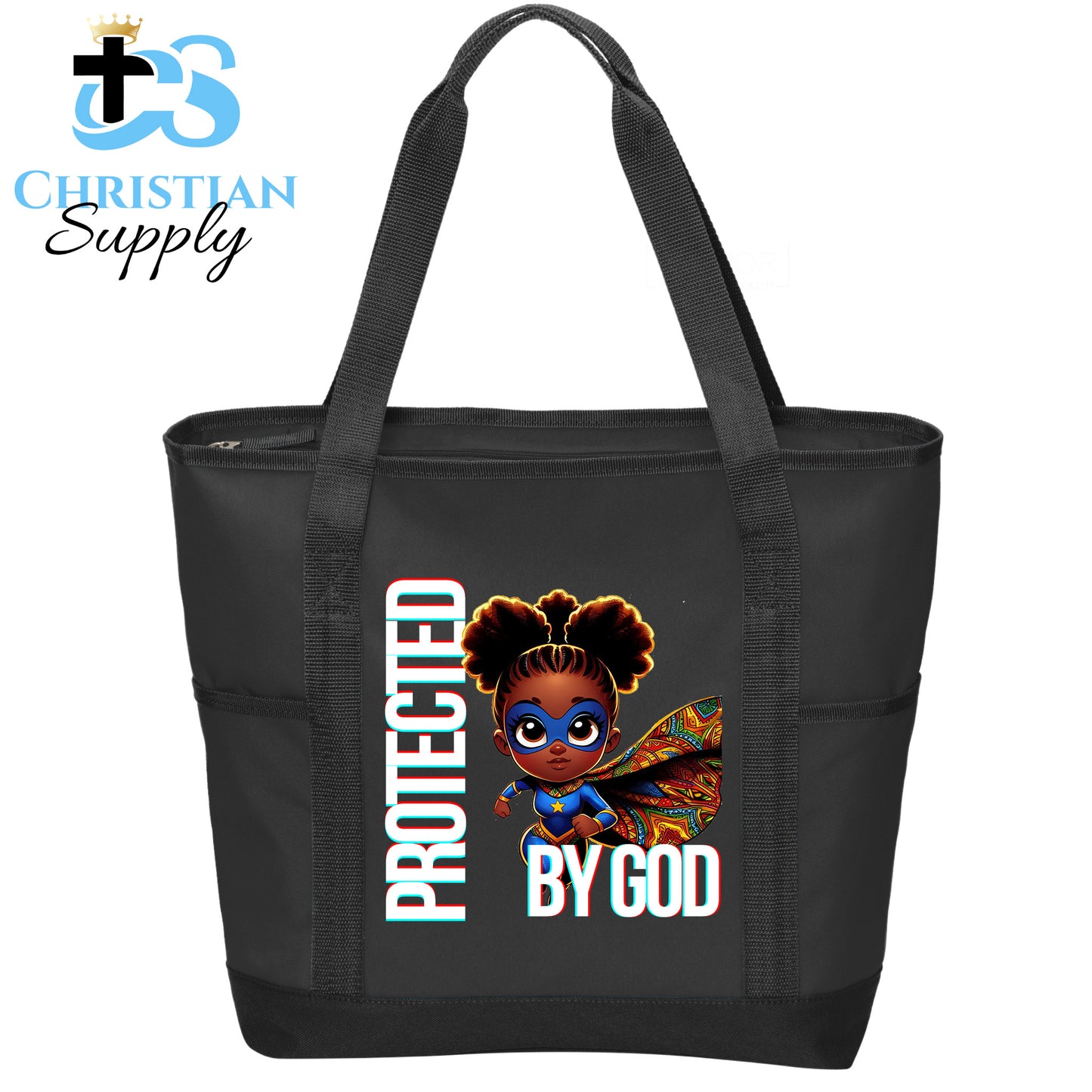 Kids Christian Super Girl Blue Outfit Tote Bag