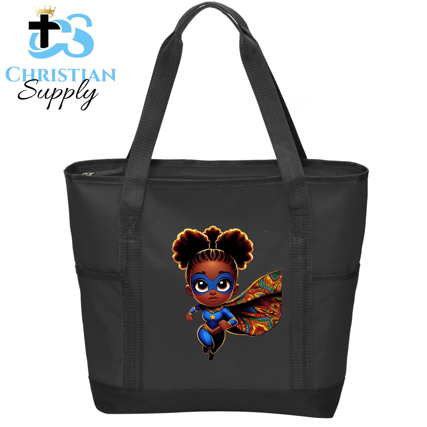 Kids Christian Super Girl Blue Outfit Tote Bag