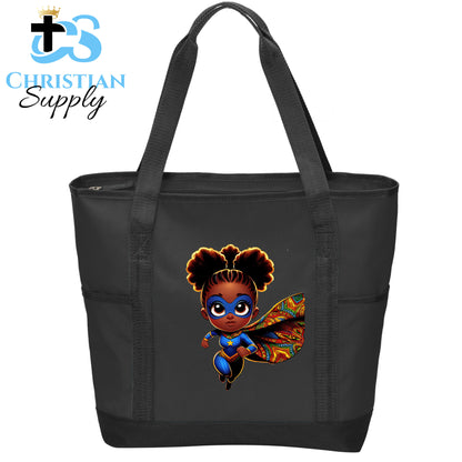 Kids Christian Super Girl Blue Outfit Tote Bag