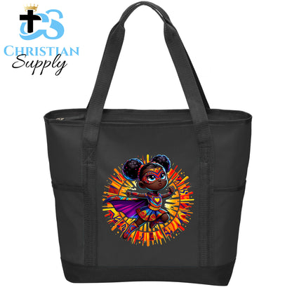 Kids Christian Super Girl Colorful Outfit Tote Bag