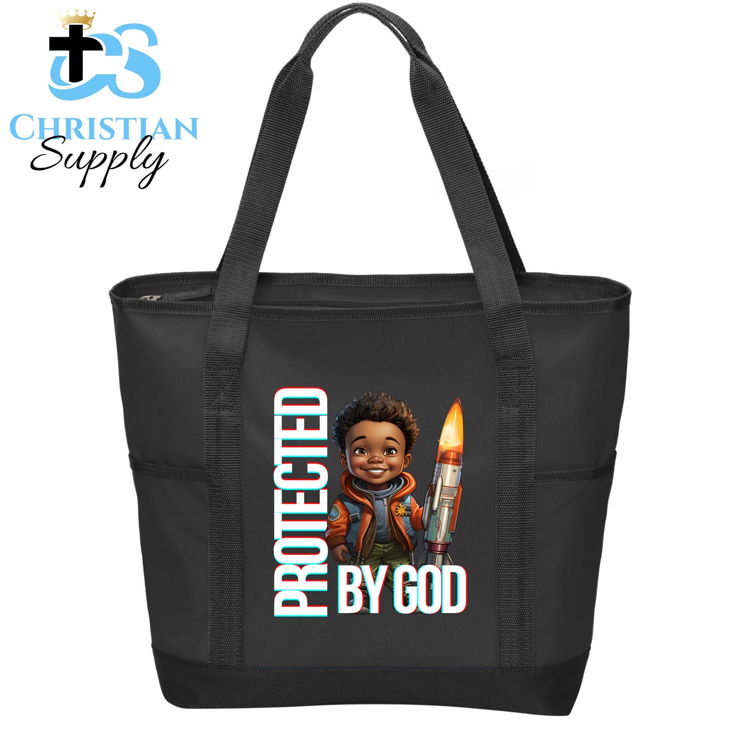 Kids Christian Boy with Rocket Science 2 Tote Bag