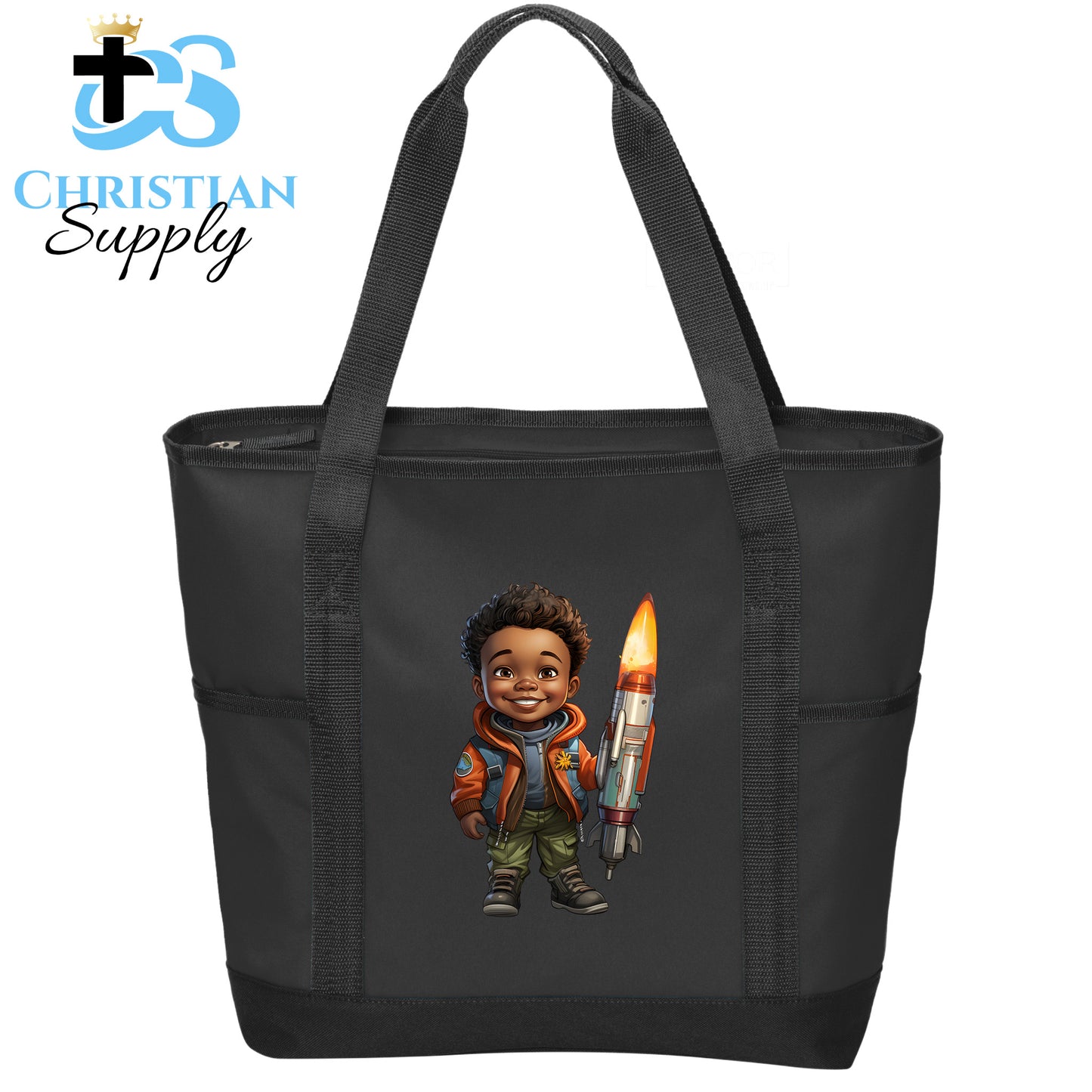 Kids Christian Boy with Rocket Science 2 Tote Bag