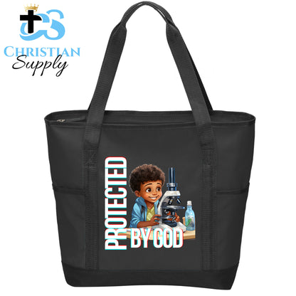 Kids Christian Scientist with Microscope Tote Bag