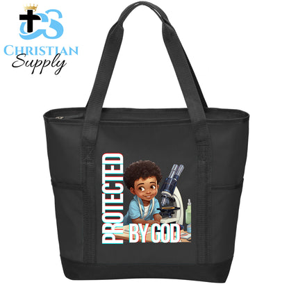 Kids Christian Scientist with Microscope 3 Tote Bag