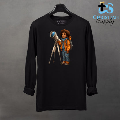 Kids Christian Boy with Telescope Science 2 Apparel