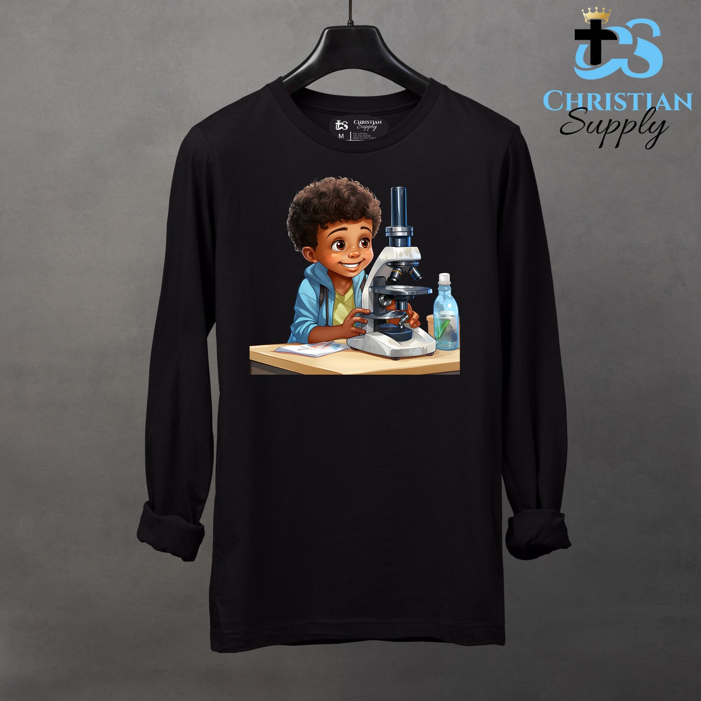 Kids Christian Scientist with Microscope Apparel