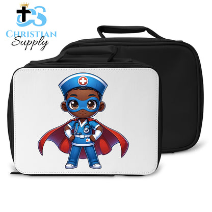 Kids Nurse Medical Christian Superhero Boy Blue Outfit Lunch Bag