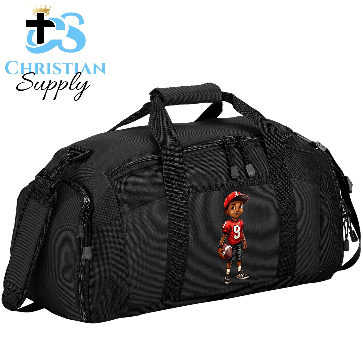 Kids Christian Football Red Jersey 3 Duffel Bag