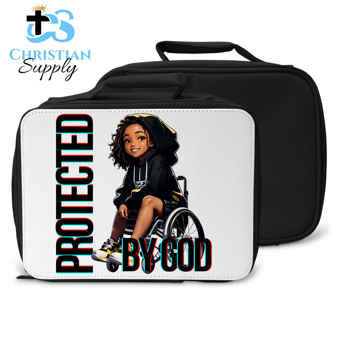 Kids Christian Girl in Wheelchair 3 Lunch Bag