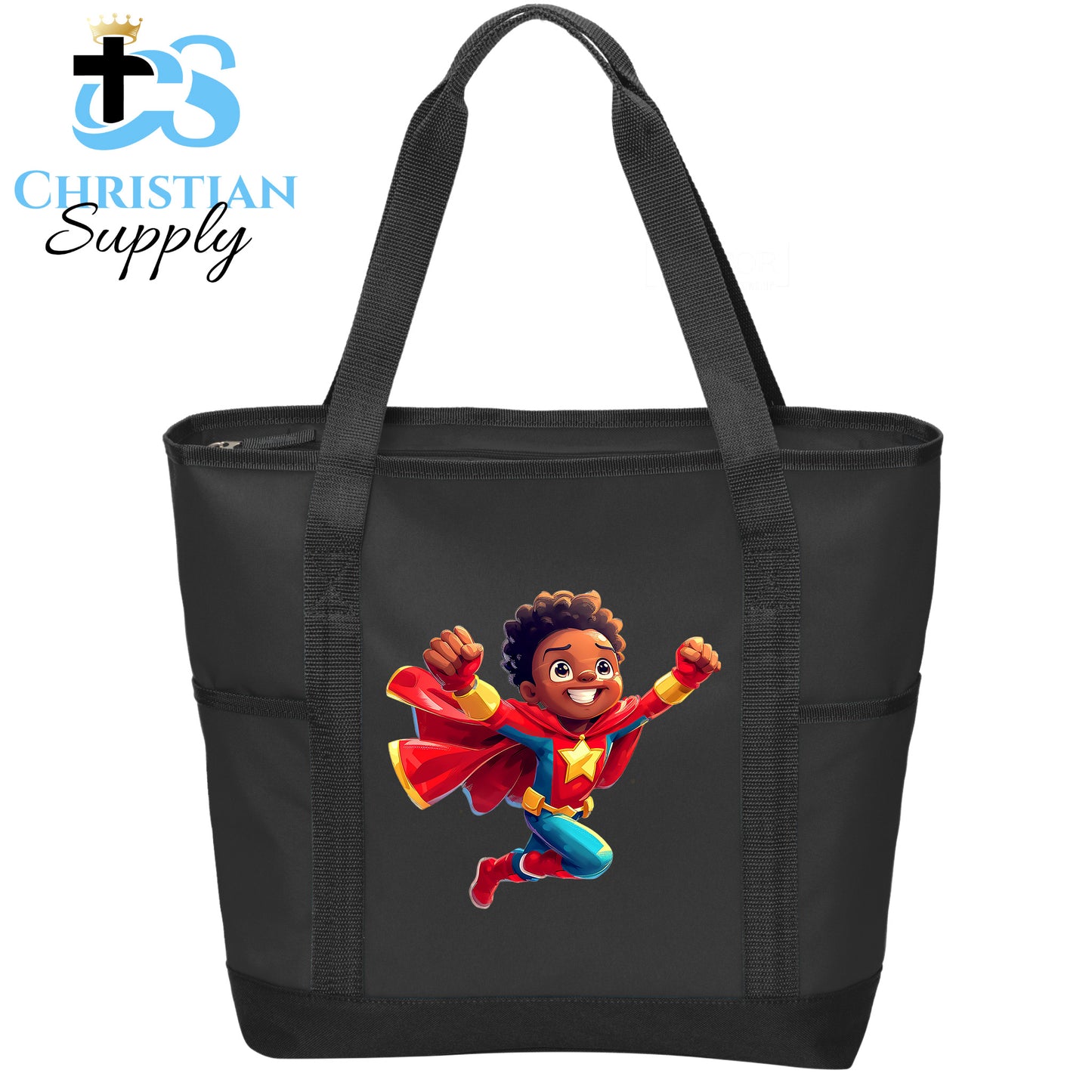 Kids Christian Star Super Boy Red Outfit Tote Bag