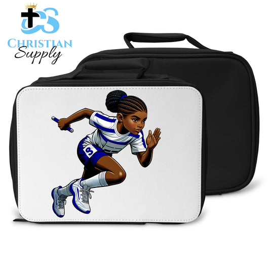 Kids Christian Track and Field Runner Baton Lunch Bag