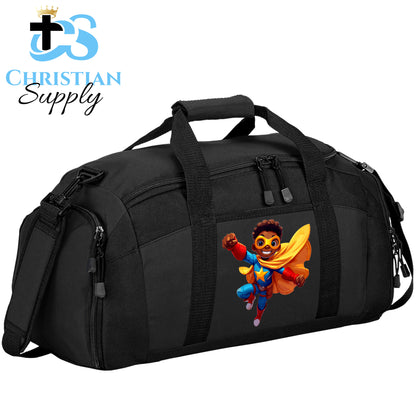 Kids Christian Star Super Boy Blue Outfit Duffel Bag