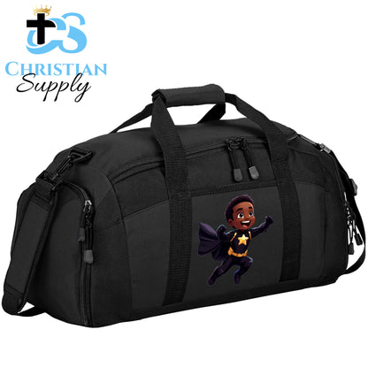 Kids Christian Star Super Boy Black Outfit Duffel Bag