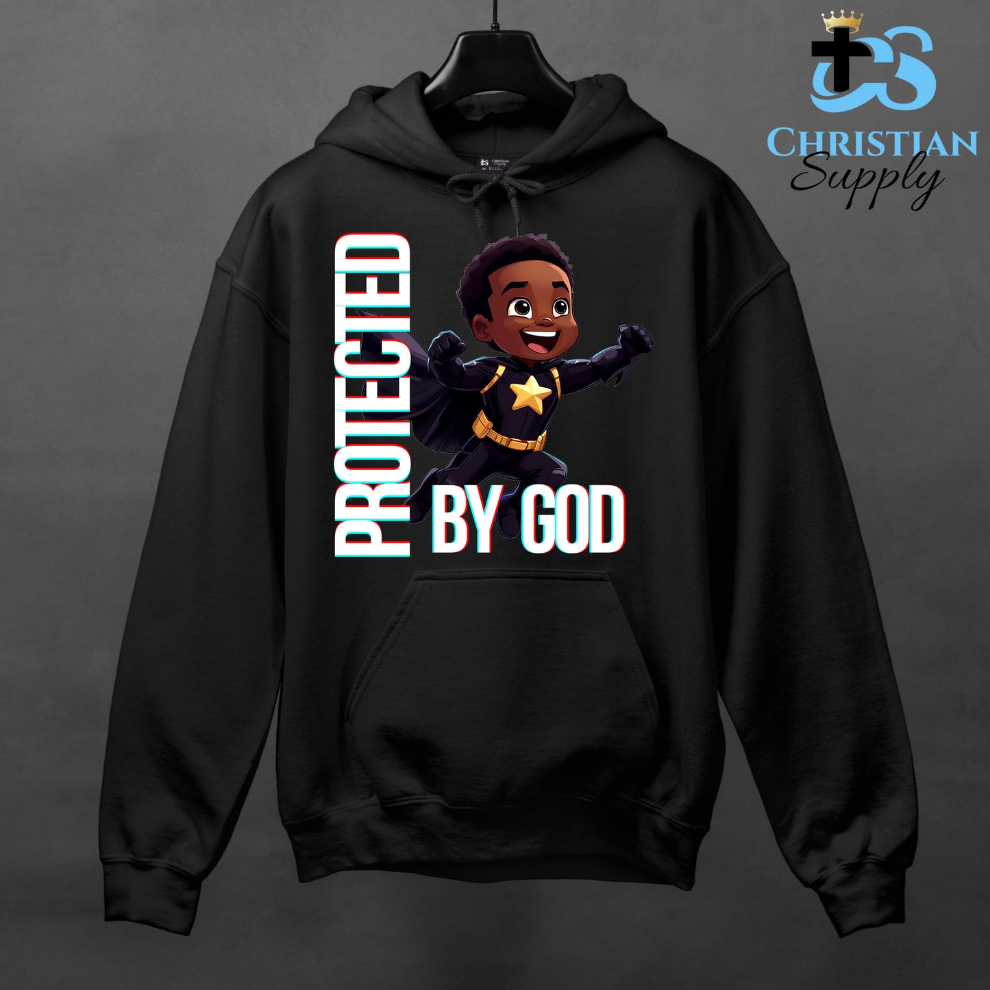 Kids Christian Star Super Boy Black Outfit Apparel