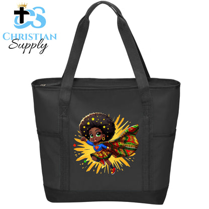 Kids Christian Super Girl Stars Blue Outfit Tote Bag