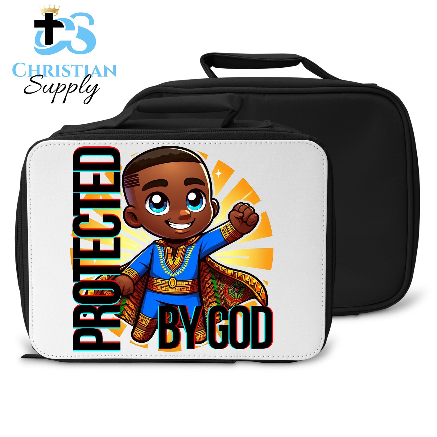 Kids Christian Super Boy Blue Outfit Lunch Bag