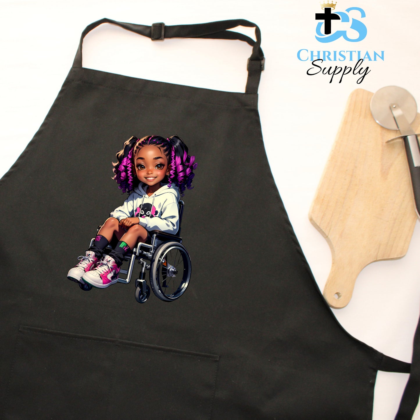 Kids Christian Girl in Wheelchair 2 Apron