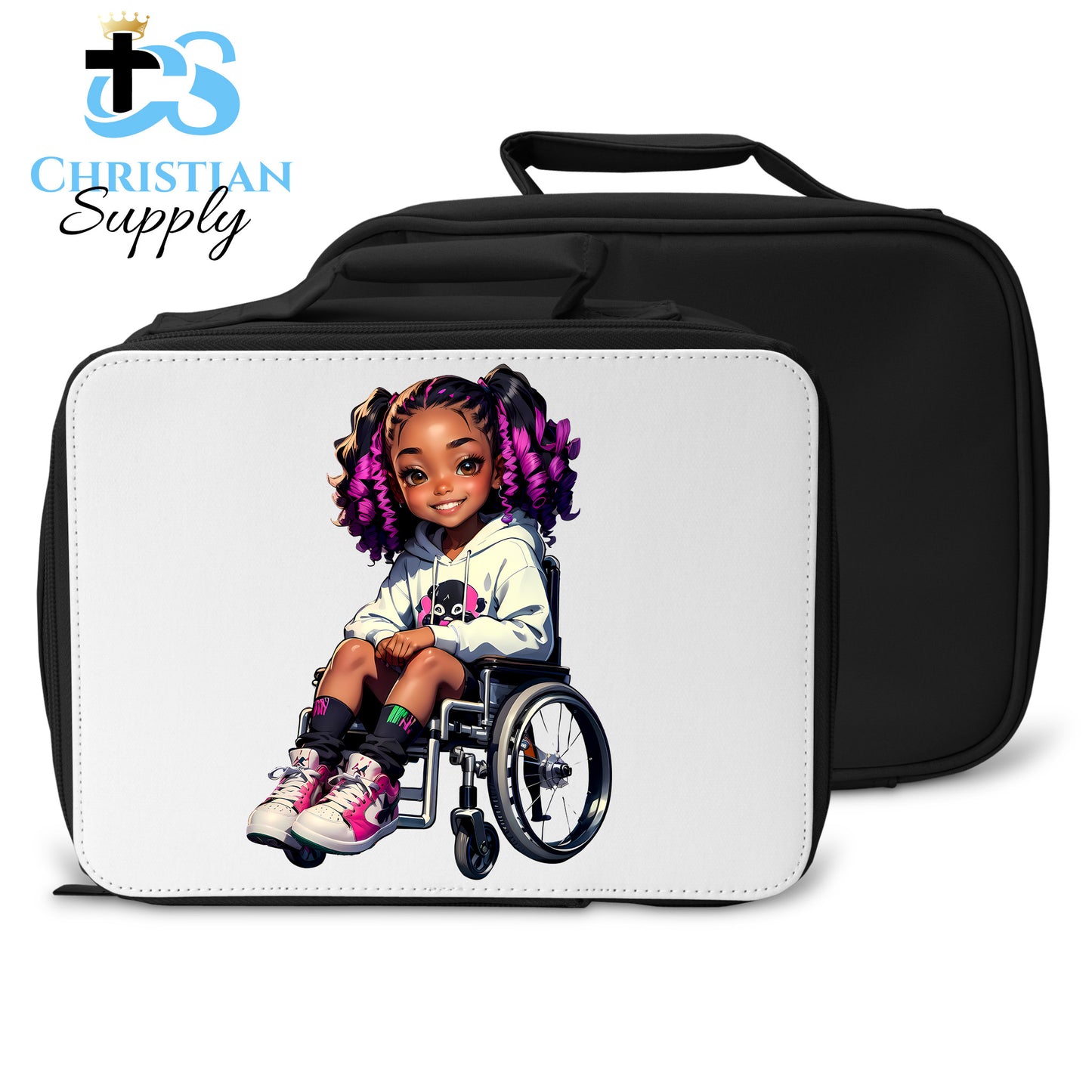 Kids Christian Girl in Wheelchair 2 Lunch Bag