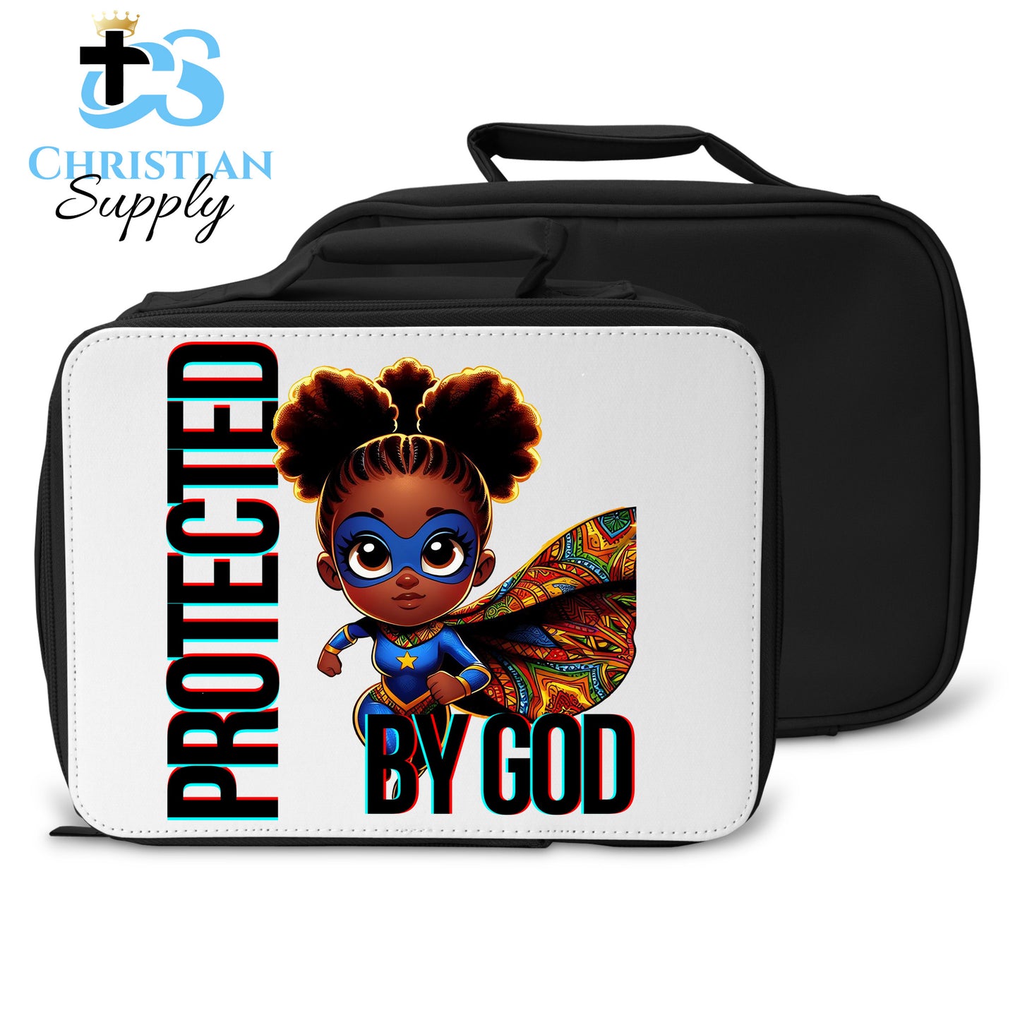 Kids Christian Super Girl Blue Outfit Lunch Bag