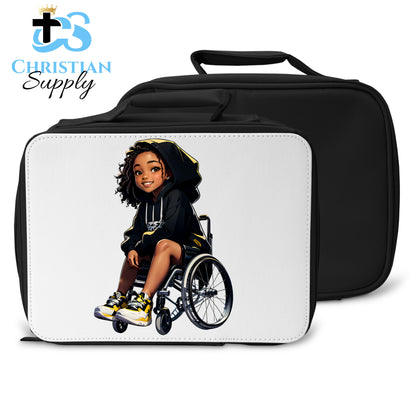 Kids Christian Girl in Wheelchair 3 Lunch Bag