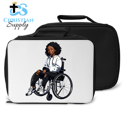 Kids Christian Girl in Wheelchair 4 Lunch Bag