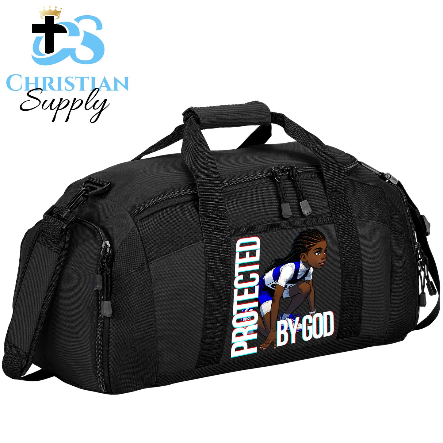 Kids Christian Track and Field Runner Duffel Bag