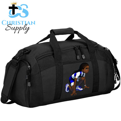 Kids Christian Track and Field Runner Duffel Bag