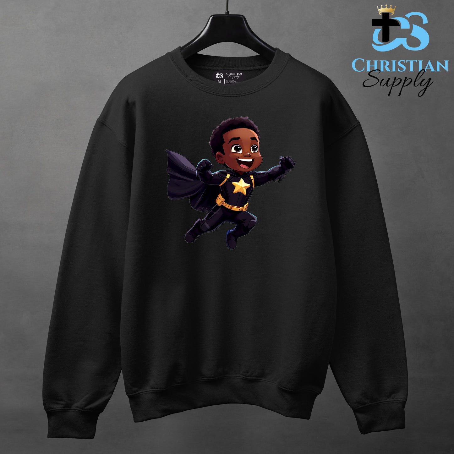 Kids Christian Star Super Boy Black Outfit Apparel