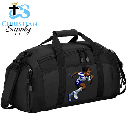 Kids Christian Track and Field Runner Baton Duffel Bag