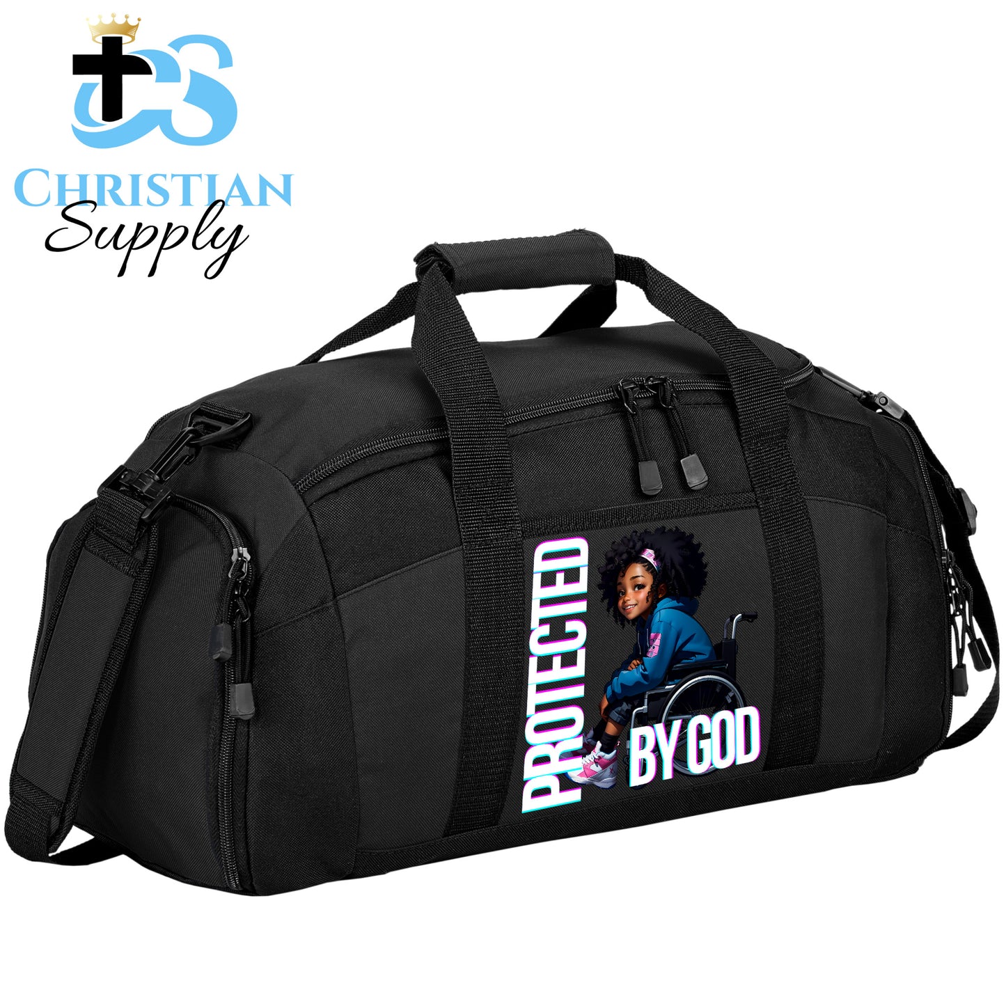 Kids Christian Girl in Wheelchair 1 Duffel Bag