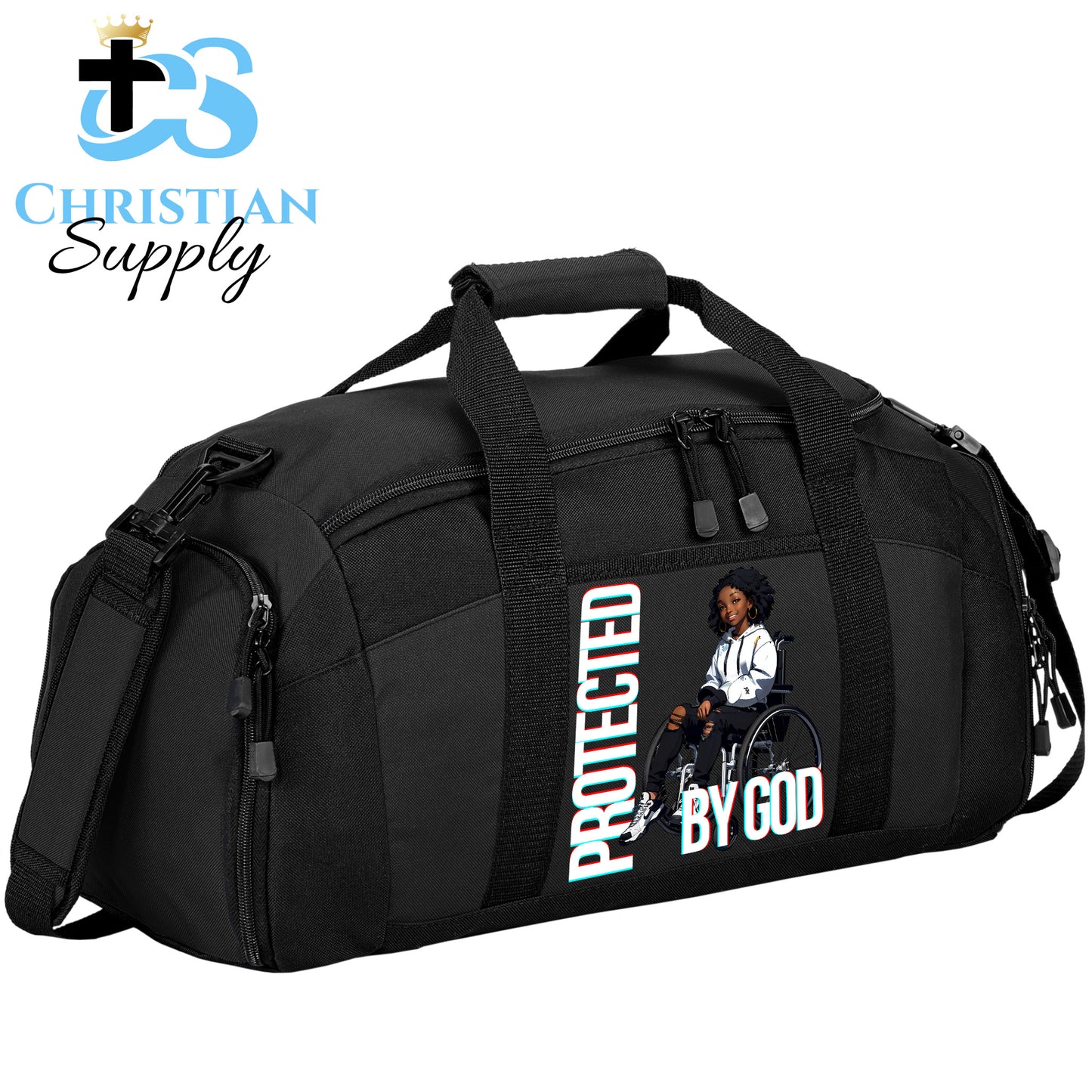 Kids Christian Girl in Wheelchair 4 Duffel Bag