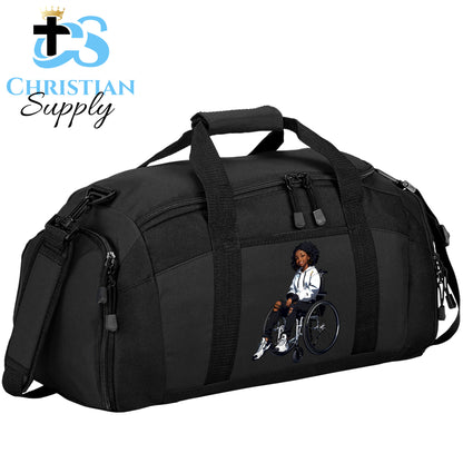 Kids Christian Girl in Wheelchair 4 Duffel Bag