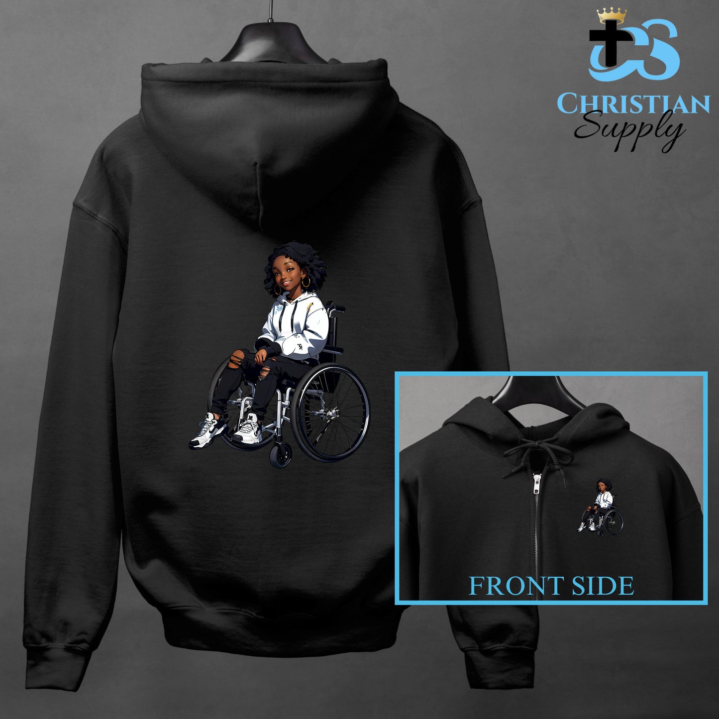 Kids Christian Girl in Wheelchair 4 Apparel