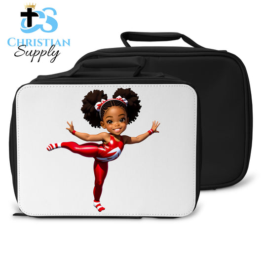 Kids Gymnastics Christian Red Outfit Lunch Bag