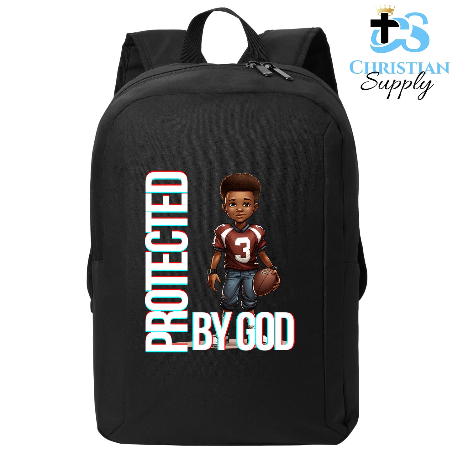 Christian Supply Bookbag for Boys – Kids Christian Football Brown Jersey 1 Kids Backpack – Black Backpack for Men with Laptop Sleeve – Teen Boy Bookbag for School, College – Fits 15-inch Laptops