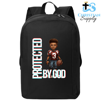 Christian Supply Bookbag for Boys – Kids Christian Football Brown Jersey 1 Kids Backpack – Black Backpack for Men with Laptop Sleeve – Teen Boy Bookbag for School, College – Fits 15-inch Laptops