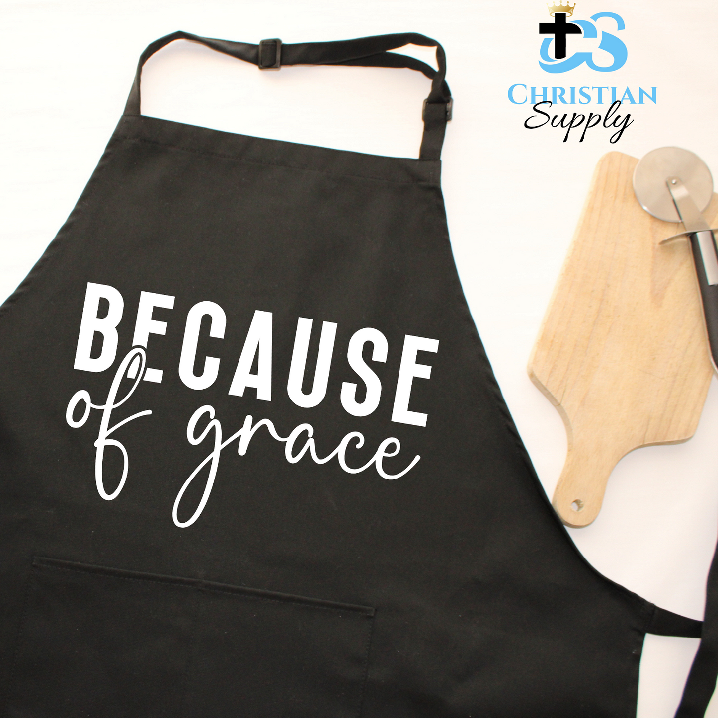 Because of Grace Apron - Christian Supply