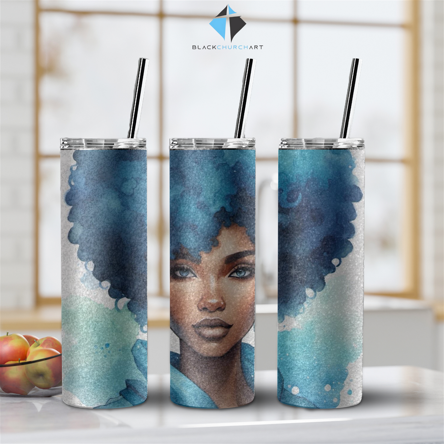 Blue Afro Tumbler - Christian Supply