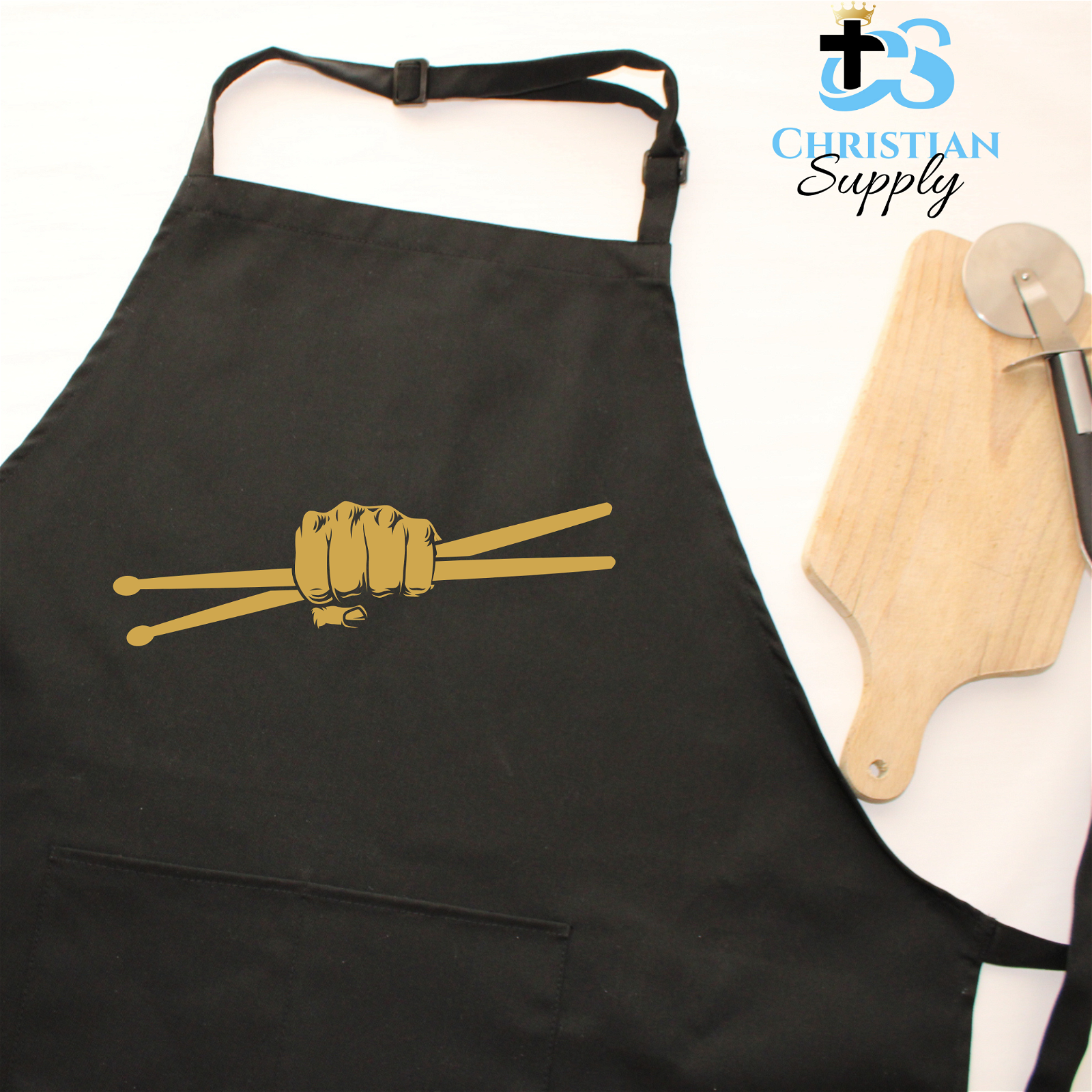 Hand Holding Drumsticks Apron - Christian Supply