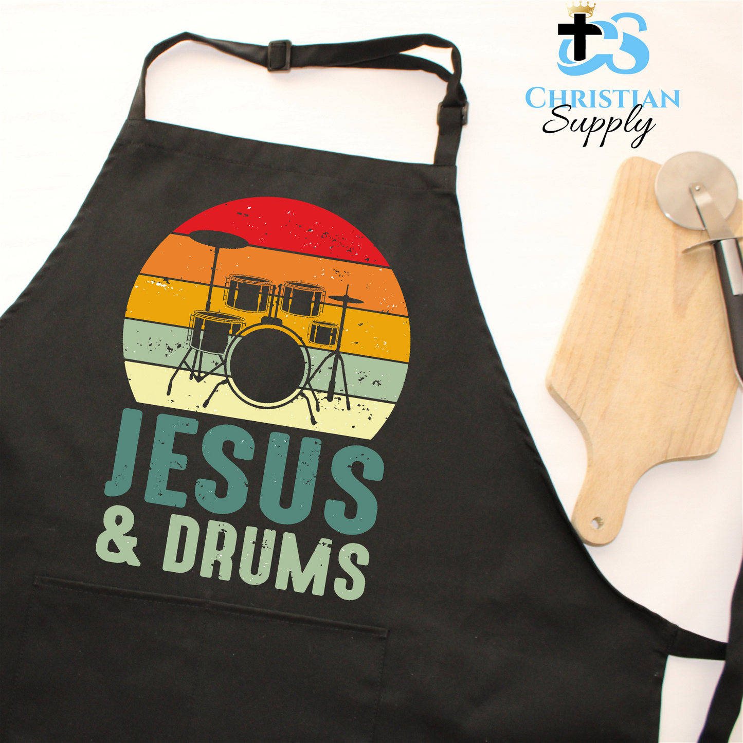 Jesus & Drums 2 Apron - Christian Supply