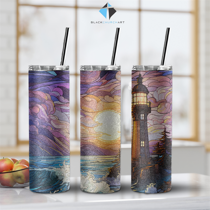 Lighthouse Stained Glass Tumbler - Christian Supply