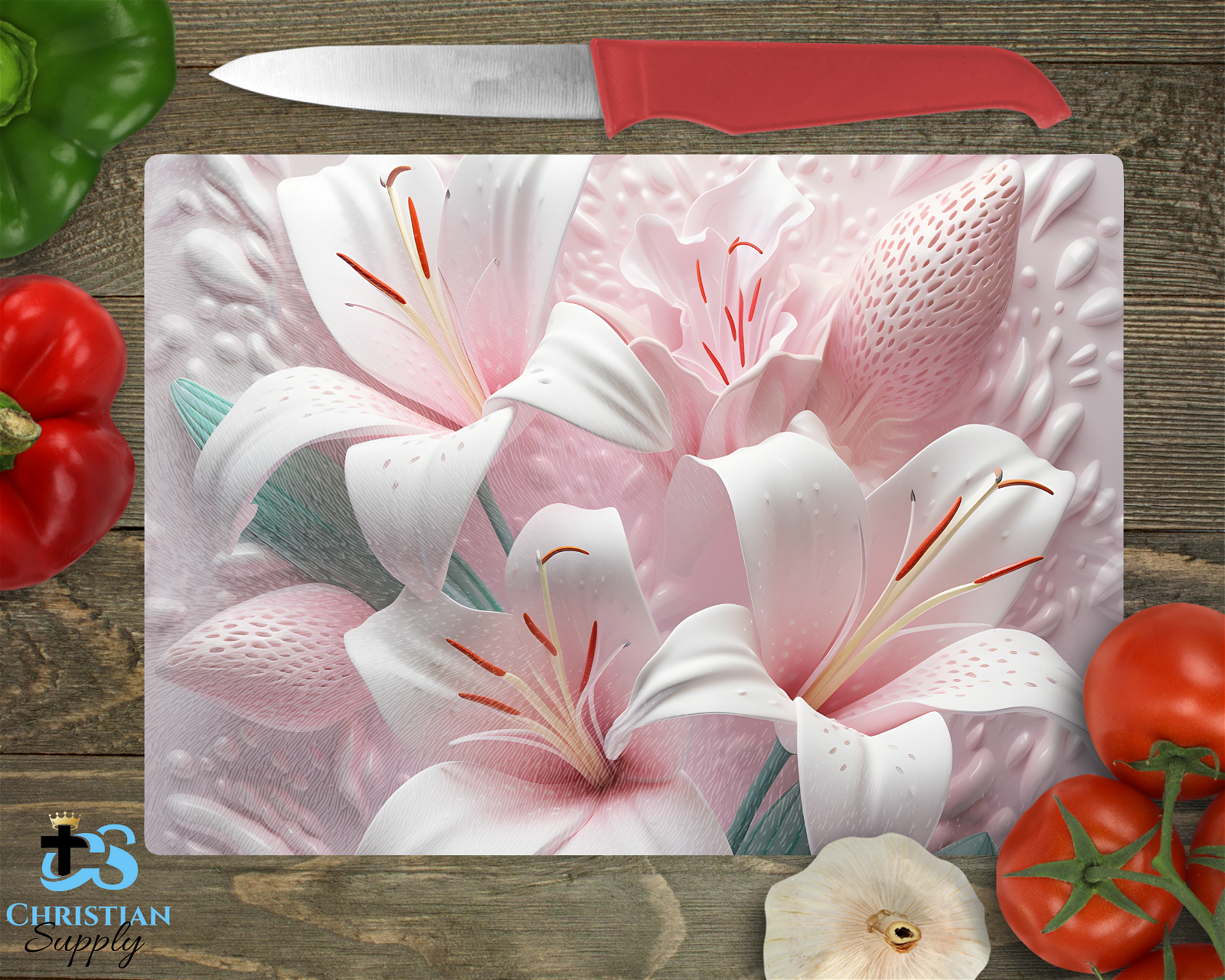 Lilies 3 Cutting Board - Christian Supply