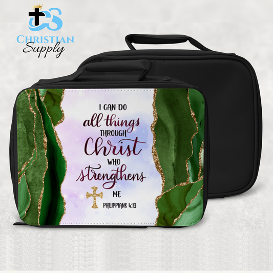 I Can Do All Things Through Christ Who Strengthens Me Green Lunch Bag