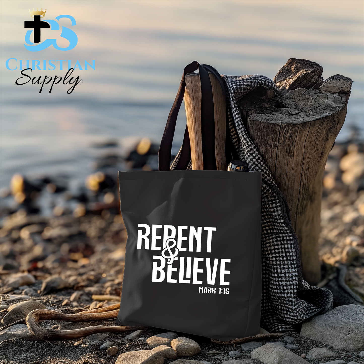 Repent & Believe Tote Bag - Christian Supply