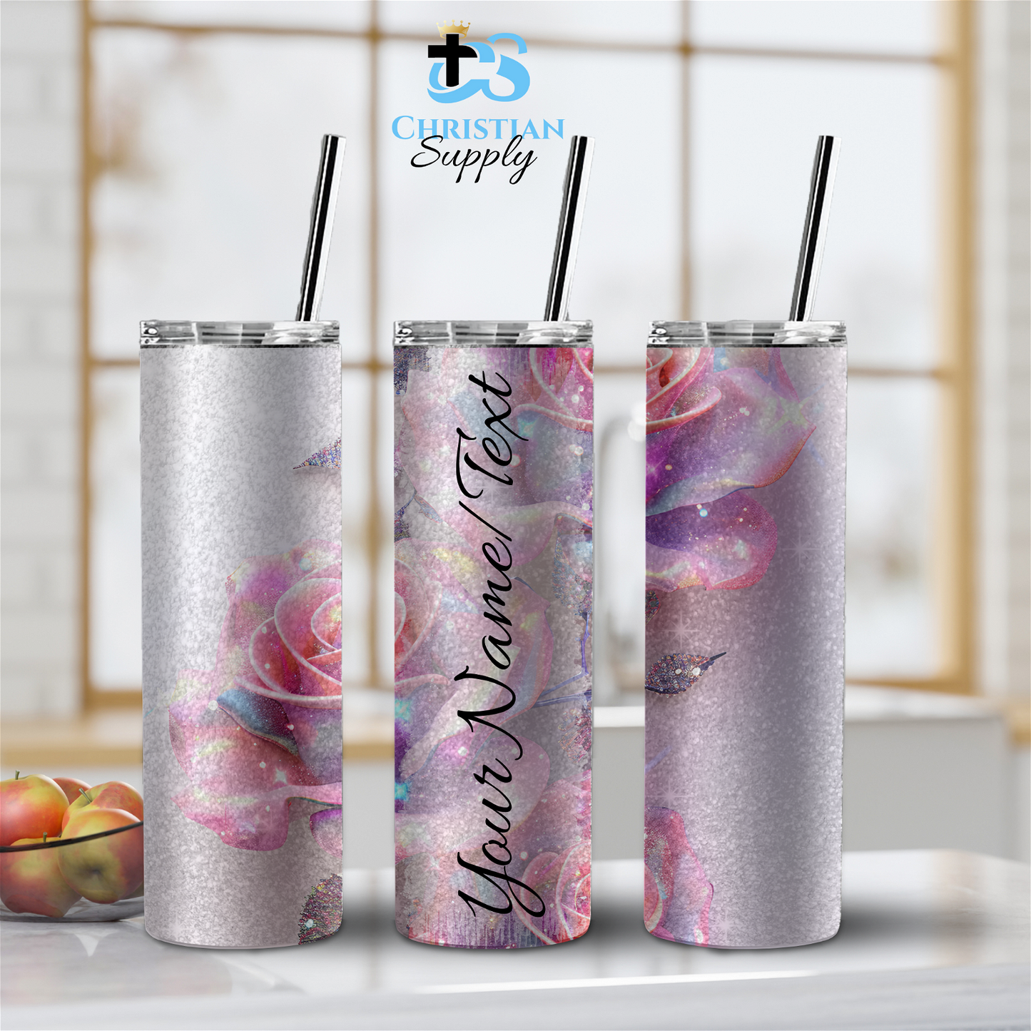 Sparkly Rose Tumbler - Christian Supply