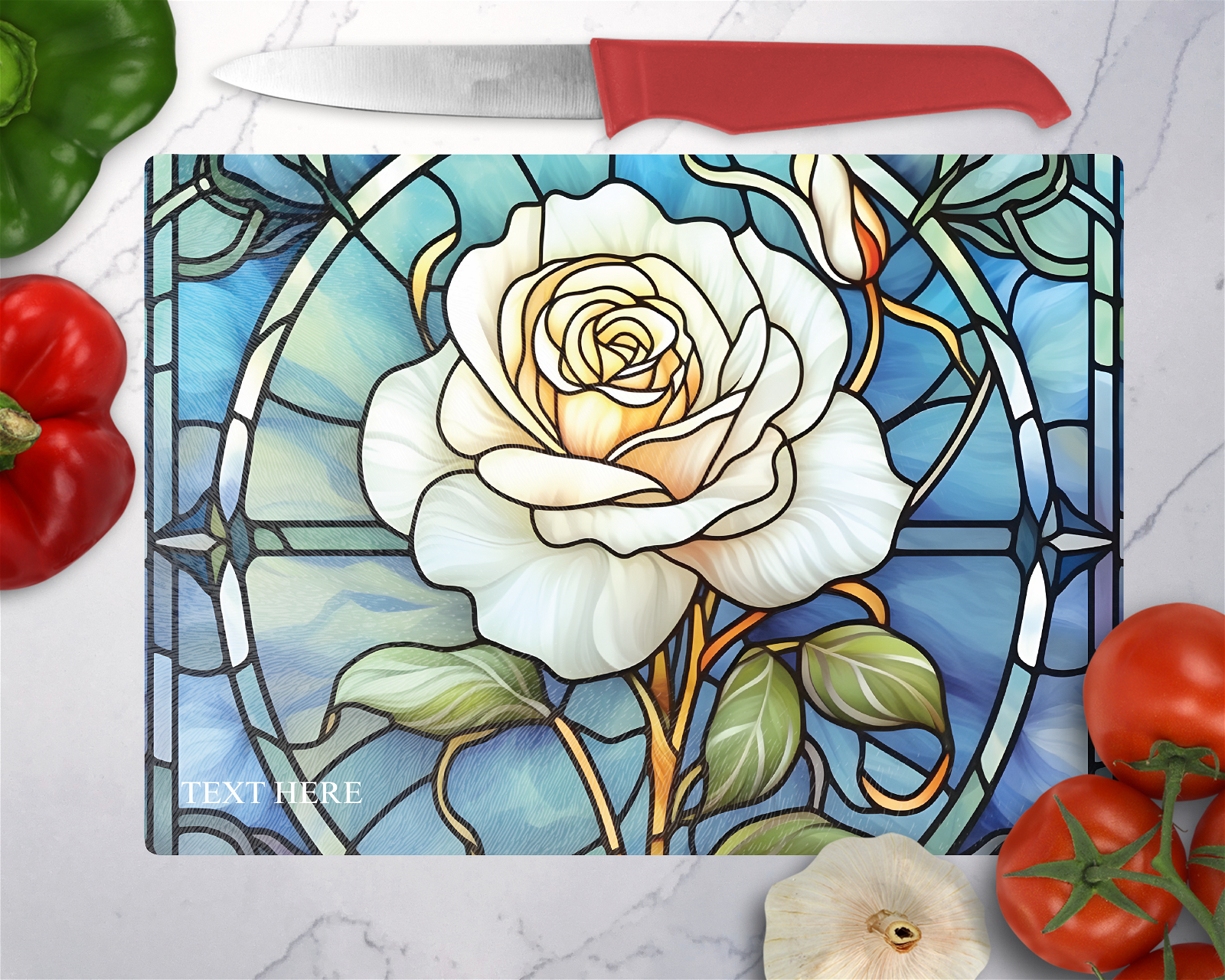 White Rose Cutting Board - Christian Supply